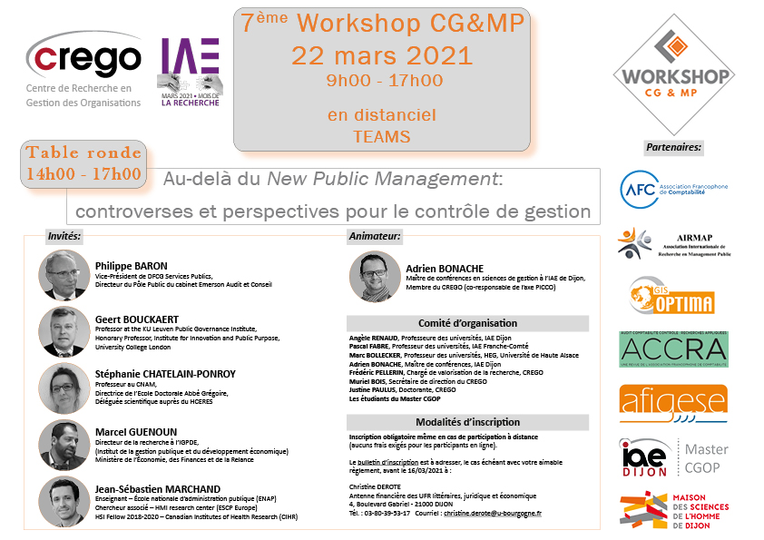 7ème Workshop CGMP 2021 Affiche table ronde Mois de la recherche IAE France